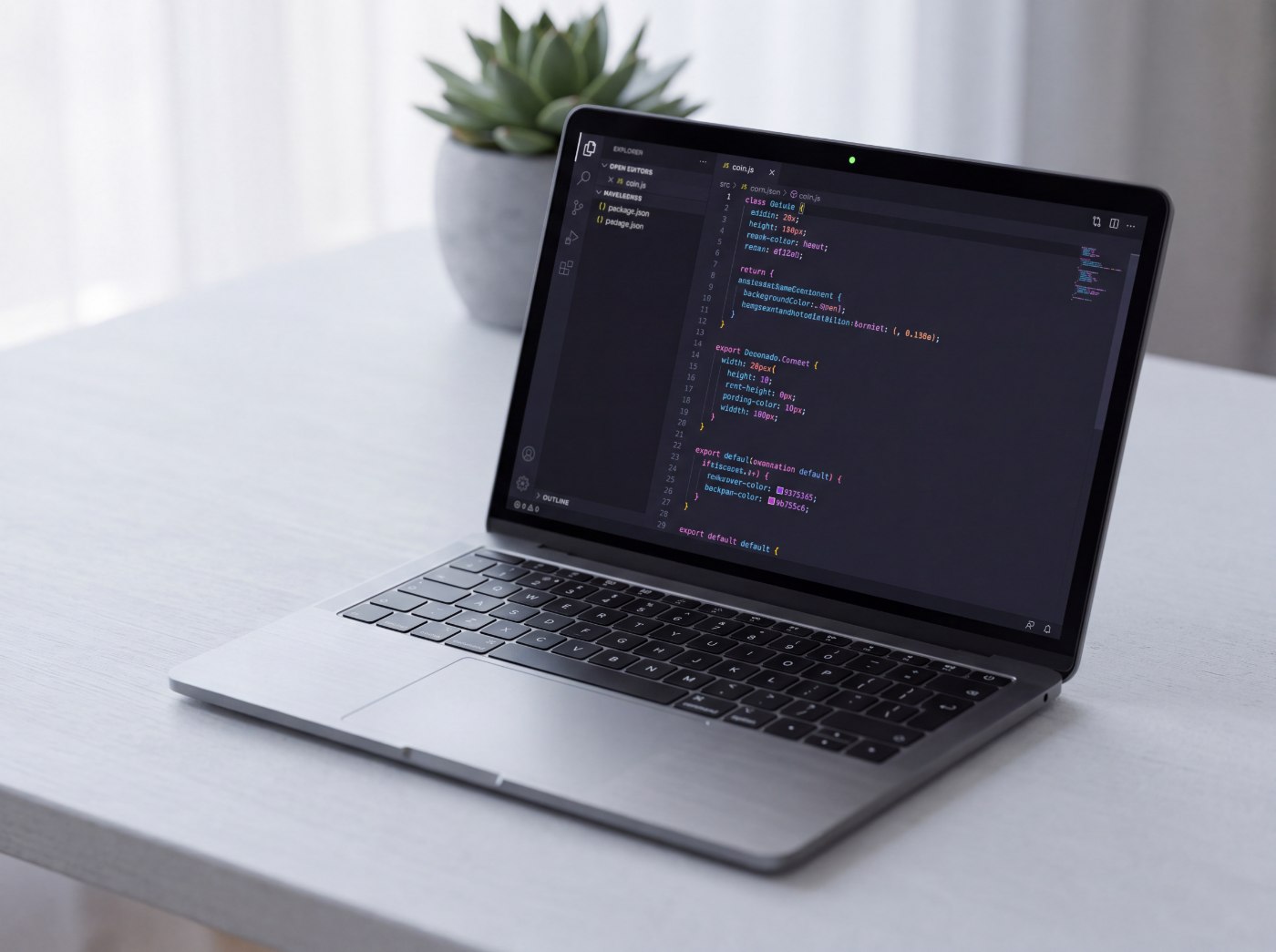 Code-Fenster mit farbigen Strukturblöcken